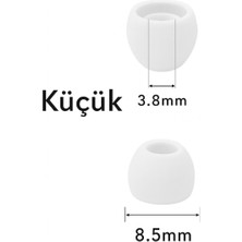 Kumi 1 Çift 4 Adet Kulaklık Silikonu Samsung Uyumlu-Küçük 8.5mm Beyaz