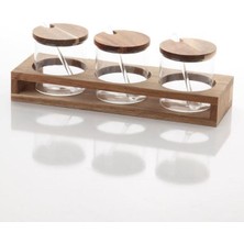 Mien 3lü Akasya Cam Baharatlık