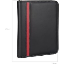 Skygo 2k 2026 Ajanda Deri Fermuarlı 4 Halka Mekanizmalı Hesap Makineli Organizer, Siyah, 21X27 cm