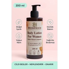 Kadın Vücut Losyonu 200ML | Nemlendirici Vücut Kremi, Gül & Badem Yağlı Doğal Bakım