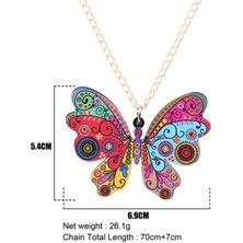 Kumi Akrilik Baskı Kelebek Kolye