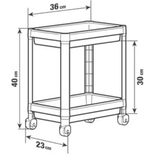 Skygo Life 2 Adet 2 Katlı Tekerlekli Tezgah Altı Gri Banyo Mutfak Rafı MIT1124