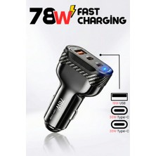 Enshall 78W Hızlı Şarj Destekli Acl 2x Type-C 1x USB Girişli Araç Çakmaklık Hızlı Şarj Aleti 3A