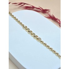 Zirkon Taşlı Buğday Model Gold Kaplama Bileklik
