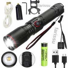 farissu Q-Max PS-3000 Şarj Edilebilir Zoomlu Tüfek Feneri 18650 Pil 2000 Lümen