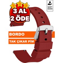 Trendburada 18MM-20MM-22MM-24MM Bordo Renk Soft Silikon Saat Kordonu Kayışı A72 BORDO