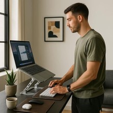 Skygo Npo NVR-5035 Açı Ayarlı Ergonomik Özel 17" Masaüstü Notebook Stand Gümüş Gri