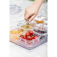 Skygo Ews Akrilik Şeffaf 6’lı Kapaklı Kahvaltılık Kahvaltı Seti & Saklama Kabı (Cam DEĞILDIR)-1825