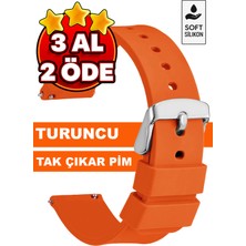 Trendburada 18MM-20MM-22MM-24MM Turuncu Renk Soft Silikon Saat Kordonu Kayışı A72 TURUNCU