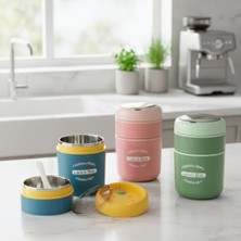 Skygo Çelik Yemek Termosu 2 Katlı Kaşıklı - 304 Paslanmaz Çelik Beslenme Kutusu | /soğuk Tutma Özellikli Vakumlu Öğle Yemeği Seferi Tası (710 Ml, Çap: 10 Cm, Yük: 15.5 Cm) (Pembe)