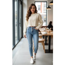 Etiket Moda Crop Kazak Ip Detaylı