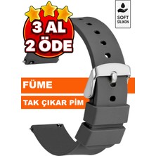 Trendburada 18MM-20MM-22MM-24MM Füme Renk Soft Silikon Saat Kordonu Kayışı A72 FUME