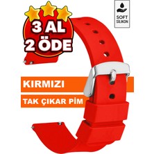 Trendburada 18MM-20MM-22MM-24MM Kırmızı Renk Soft Silikon Saat Kordonu Kayışı A72 KIRMIZI