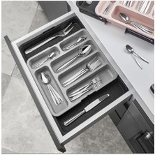 Skygo Çift Taraflı Ayarlanabilir Organizer Çekmece Içi Kaşıklık Uzayabilen Çatal Bıçaklık Düzenleyici