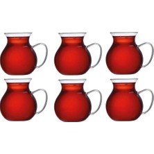 Skygo 6 Lı Kulplu Tombul Çay Bardağı Kazan Çay Bardağı Borosilikat Isıya Dayanıklı Sunum Balon Çay Bardağı