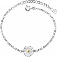 Kumi 925 Ayar Ayarlanabilir Papatya Tasarım Kadın Gümüş Bileklik