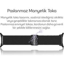 Skygo Galaxy Ultra 47MM ile Uyumlu Örgü Solo Loop Kumaş Kordon Manyetik Tokalı Terleme Yapmayan Nefes Alabilen Hafif Yapılı Bilek Ölçüsüne Göre Ayarlanabilen Elastik Kayış