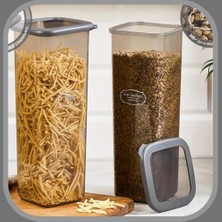 Skygo Şeffaf Kare Saklama Kabı Silikon Kapak Hava Geçirmez Kuru Baklagil Kahve Bakliyat Makarna Kuruyemiş Kutusu Çeyiz Seti (1 Adet, 2000 Ml)