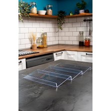 Skygo 3 Adet Kaydırmaz Pedli Şeffaf Stand Baharatlık Standı Çekmece Içi Düzenleyici Mhydkplx3