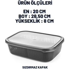 Skygo 2 Adet 4 Bölmeli Süzgeçli Sızdırmaz Saklama Kabı- Zeytinlik Turşuluk Organizer 3,2 Litre