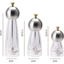 Skygo Baharat Öğütücü – 22,5 cm Paslanmaz Metal Kapaklı Şeffaf Gövde Tuz ve Baharat Değirmeni – Ayarlanabilir Öğütme Mekanizmalı