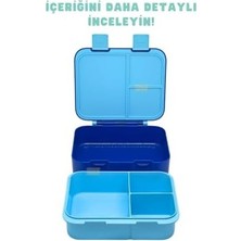 Skygo Bento 1000ML Lunchbox Tek Katlı 3 Bölmeli Kulplu Abs Plastik Çocuk Sefer Tası Yemek Kutusu (Lacivert)
