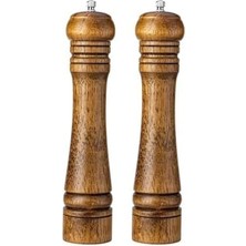 Skygo Doğal Ahşap Gövdeli Öğütücü Seramik Bıçaklı Baharat ve Tuz Değirmeni 27 cm 2 Adet