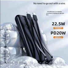 Skygo H31 20000 Mh Pd 20W ve USB 22.5W Fast Hızlı Şarj Dahili Type C ve Lightning Kablolu Dünya Standartlarına Uygun Polymer Batarya Birebir Amper LCD Göstergeli Powerbank (Siyah)