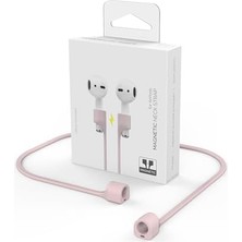 Skygo Airpods Uyumlu Mıknatıslı Kulaklık Askısı – Boyun Askısı – Airpods 1-2-3 Pro Uyumlu – Silikon Kordon – 74CM – Spor & Günlük Kullanım – Düşmeye Karşı Koruma Pembe