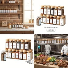 Skygo Cam Baharatlık Seti, 12 Adet, Bambu Kapaklı, Etiketli