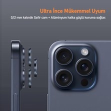 Skygo Labs 15 Pro Max / 15 Pro Uyumlu Titanyum Kamera Lens Koruyucu (Mavi Titanyum)