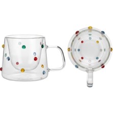 Skygo Renkli Pullu Çift Cam Kupa 190 ml – Dayanıklı Borosilikat Cam, Şık Tasarım & Soğuk Içecek Kupası