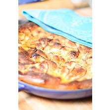 Skygo Döküm Yuvarlak Kızartma Tavası, Metal Kulplu, 30 Cm, Mavi