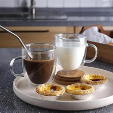 Skygo Cift Cidarlı Macchiato Bardak Seti,çift Duvarlı Kulplu Kahve Bardağı, 250 ml Kahve Fincanı, Cam, Cappuccino,, Çay,,süt Için (2 Adet)