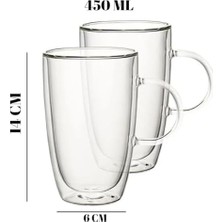 Skygo 450 ml Çift Cidarlı Şeffaf Cam Kupa – Dayanıklı, ve Soğuk Içeceklere Uygun, Şık ve Dayanıklı Borosilikat Cam Bardak