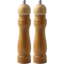 Skygo Bambu Gövdeli Komple Ahşap Tuz Karabiber Değirmeni Baharat Öğütücüsü Orta Boy 21 cm 2 Adet