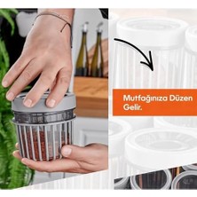 Skygo 3'lü Çevir Aç Kapak Kavanoz Plastik Saklama Kabı Seti, Büyük, Orta, Küçük, 3 Boy (Bej)