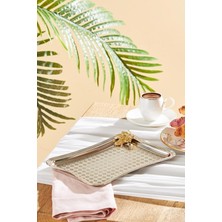 Skygo Leafy Dikdörtgen Tepsi Platin