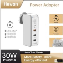 Skygo 30 Watt PD18W Zaman Ayarlı USB Çıkışlı Priz 180 Derece Döndürülebilir Fiş Qc3.0 2.4A USB Çıkışlı M8J301TE