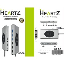 Skygo Hb-08 15 In 1 Wireless Şarj HDMI USB Wga Cat 5 Streo Type C Hafıza Kart Okuyucuları Full Version Combo Hub - Yapamayacağınız Iş Yok!!!!