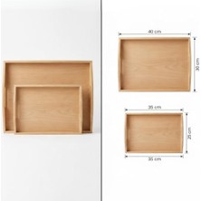 Skygo Doğal Bambu 2’li Ahşap Tepsi Seti | Büyük 40×30 cm – Küçük 35×25 cm | Servis, Kahvaltı, Sunum ve Dekor Tepsisi | Dayanıklı, Sağlam, Şık Tasarım