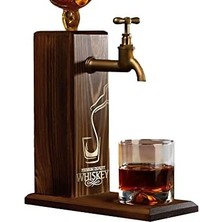 Skygo Bk Özel Viski Baskılı Musluklu Doğal Ahşap Içki Standı, Içki Çeşmesi, Doğum Günü Hediyesi, Ev Hediyesi, Içecek Dispenseri