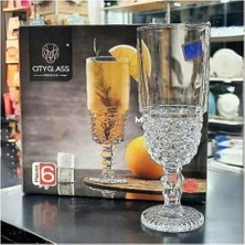 Skygo 6'lı Kokteyl Cam Kadeh - 220 ml Içecek Bardakları Kristal Tasarımlı Bardak, Şerbet Meyve Suyu Meşrubat Içki Bardağı