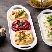 Skygo Tavuk Dünyasi Oval Servis Tabağı, Beyaz Porselen, Kulplu Kayık Model, 3'lü Set, Sunum ve Servis Için