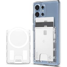 Skygo ve Galaxy Magfit Kılıflar ile Uyumlu 3 Kartlı Manyetik Cüzdan Ultra Hybrid Wallet Kartlıklı Kılıf Crystal Clear - AFA09206