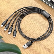 Skygo Borofone 4in1 USB Kablo Lightning + Micro + Type-C 4'ü 1 Arada Lightning/micro-Usb/usb-C Için Şarj Kablosu 1metre 2A Akım BX72 (2x Type-C+Lightning+Micro Uçlu Kablo)