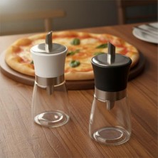 Skygo 1 Adet Cam Toz Şekerlik ve Baharatlık – Paslanmaz Metal Detaylı Dökme Ağızlı Şeker Kavanozu, Pratik Dozajlı Tuzluk ve Şekerlik (Siyah Veya Beyaz Başlık) Asorti