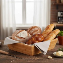 Skygo Bambu Lüx Kare Orta Boy Ekmeklik-Meyvelik 20CM, Bambu Ekmeklik Kare Orta Boy 20CM