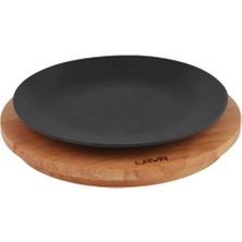 Skygo Döküm Yuvarlak Tabak, Çap 21 Ahşap Altlıklı - Lv As 168