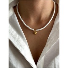 Hercy Mini Kalpli Beyaz Fimo Kolye